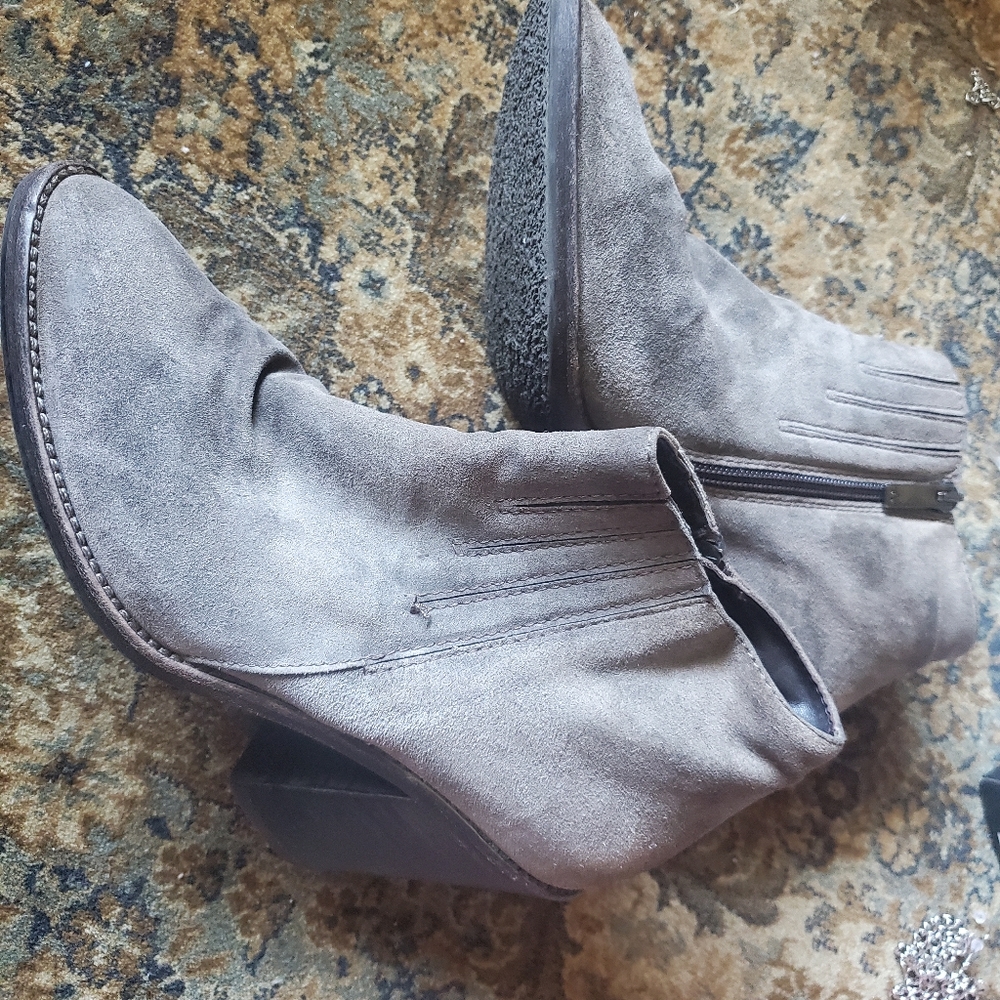 Gray suede booties